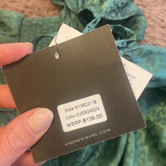 2 FOR $20 Andrew Marc Satin Green Wide Leg Crop Jumpsuit Evergreen M NEW $108 - Picture 8 of 9